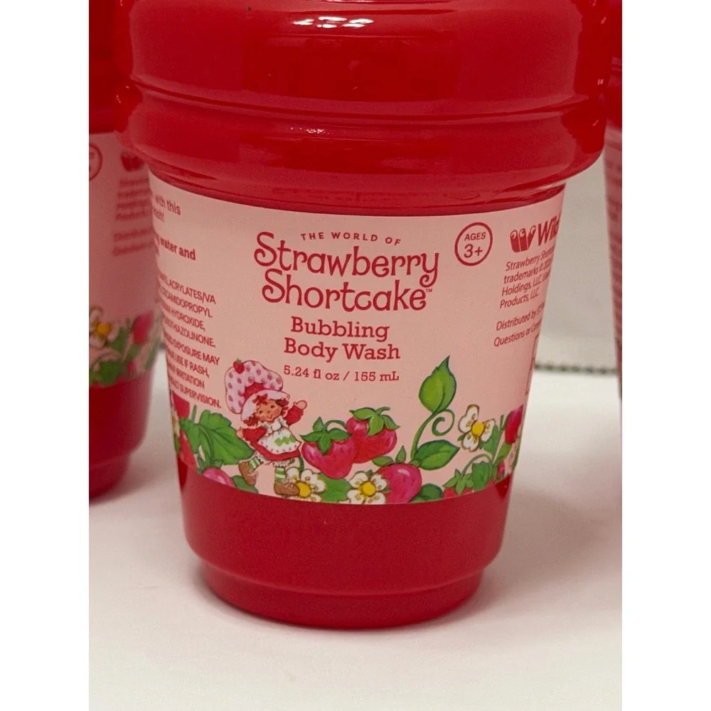Strawberry Shortcake Bubbling Body Wash Ice Cream Cone Shape 5.24oz 3 Pack Red